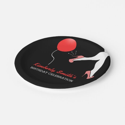 サッシレッドスティレットハイヒール誕生日 ペーパープレート (アングル)