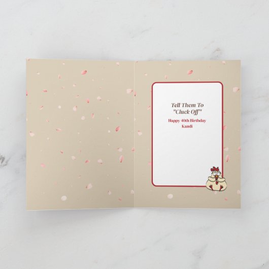 サッシーおもしろいエスニック女性マンガ40歳の誕生日 カード (内部)