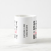 サッシーおもしろいソーシーボッシアティートタイポグラフィ コーヒーマグカップ (中央)