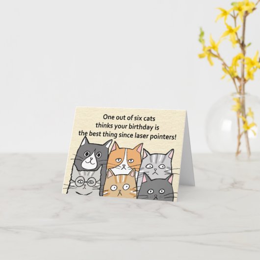 サッシーおもしろい猫好きカスタマイズ可能な猫誕生日 カード (黄色い花)