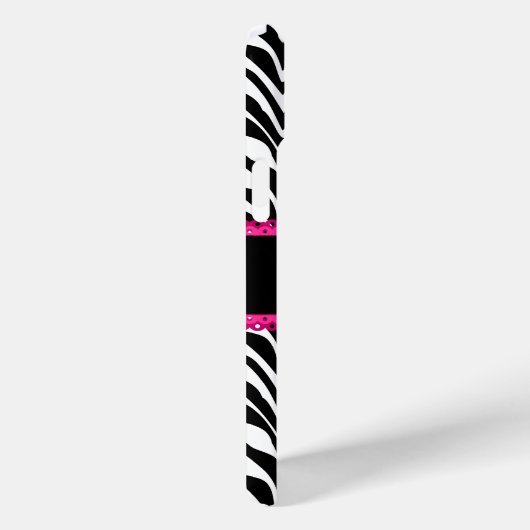 サッシーとシックなゼブラプリントピンクレースモノグラム Case-Mate iPhoneケース (裏面 / 右)