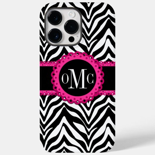 サッシーとシックなゼブラプリントピンクレースモノグラム Case-Mate iPhoneケース (裏面)