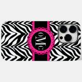 サッシーとシックなゼブラプリントピンクレースモノグラム Case-Mate iPhoneケース (裏面 (横))