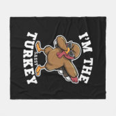 サッシーの七面鳥マッチングファミリー感謝祭パーティー フリースブランケット (正面(横))