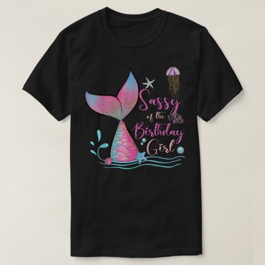 サッシーの誕生日ガールマーメイドマジカルファミリー Tシャツ (デザイン正面)