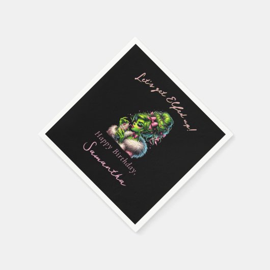 サッシーエルフスクワッド クリスマス女子会 誕生日 スタンダードカクテルナプキン (角)