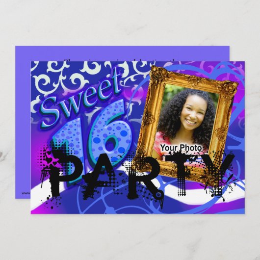 サッシースファンキーイート16フォトパーティの招待状 招待状 (正面/裏面)