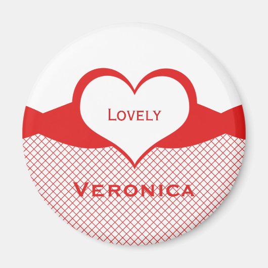 サッシーハートフィッシュネット磁石、赤 マグネット (正面)