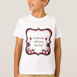 サッシーフローラフレーム女の子のシャツ、ピンク Tシャツ