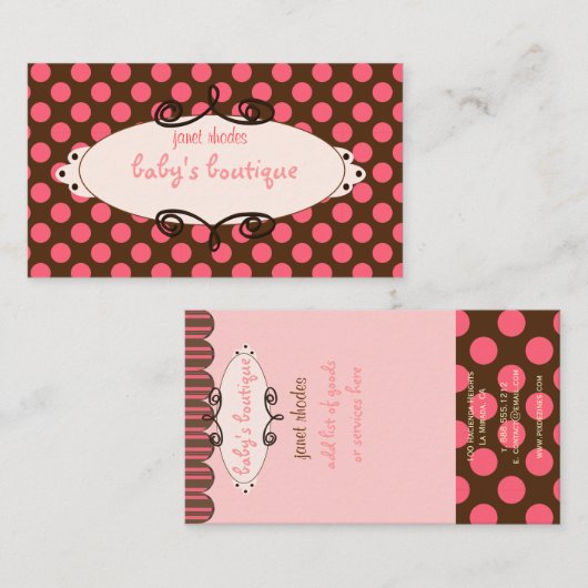 サッシーブティック、水玉模様 名刺 (正面/裏面)