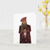 サッシーレディーウィズワインボトル誕生日 カード (黄色い花)