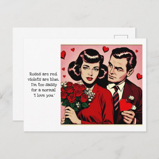 サッシーヴィンテージ漫画バレンタインwith引用文 ポストカード