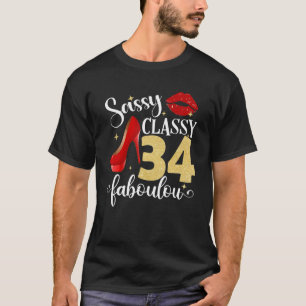 サッシー上品な34誕生日女性ハイヒ Tシャツ