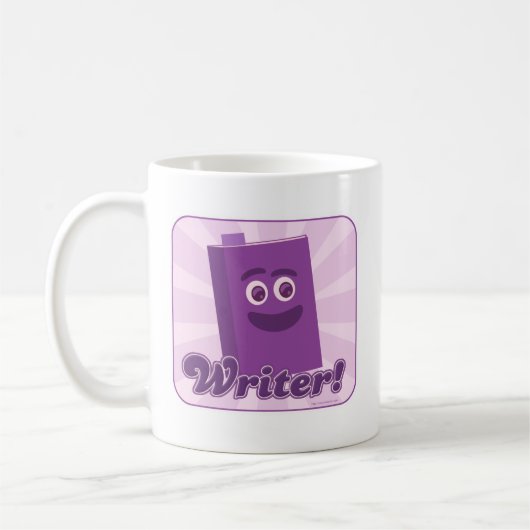 サッシー作家パープル幸せな本の漫画 コーヒーマグカップ (左)