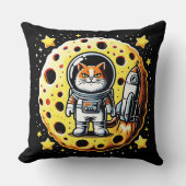 サッシー宇宙キャット – Beauty on a Cheese Moon Quest クッション (正面)