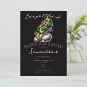 サッシー小妖精や小人スクワッドクリスマスガールズナイトアウト誕生日 招待状 (スタンド正面)