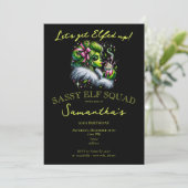 サッシー小妖精や小人分隊ガールズナイトアウトクリスマス誕生日 招待状 (スタンド正面)