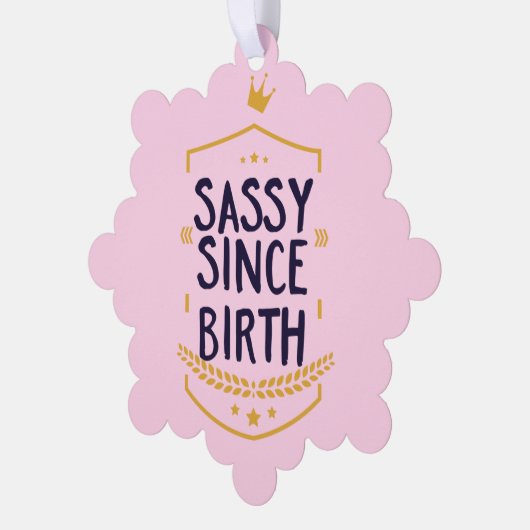 サッシー誕生ユーモアのある姿勢おもしろい誕生日 オーナメントカード (左)