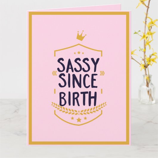 サッシー誕生ユーモアのある姿勢おもしろい誕生日 カード (黄色い花)