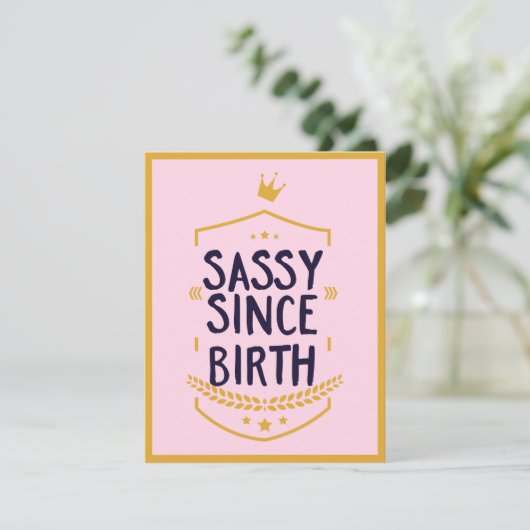 サッシー誕生ユーモアのある姿勢おもしろい誕生日 招待状 (スタンド正面)