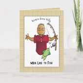 サッシー魚釣り民族男性マンガジョーク誕生日 カード (正面)