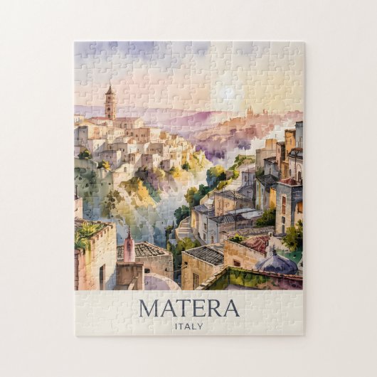 サッシ・ディ・マテーラ イタリア洞窟都市の水彩画 ジグソーパズル (縦)