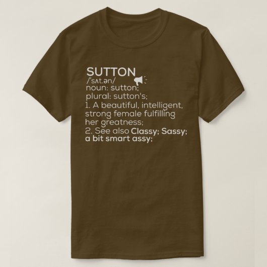 サットン名サットン定義サットン女性名S Tシャツ (デザイン正面)