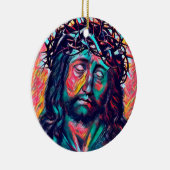 サッドイエスキリスト顔トーンクラウン抽象芸術アート セラミックオーナメント (右)