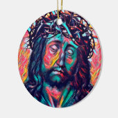 サッドイエスキリスト顔トーンクラウン抽象芸術アート セラミックオーナメント (左)