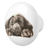 サッドブラックラブラドールレトリエバードッグペット セラミックノブ (右)