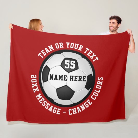 サッパーソナライズされたカーフリースブランケット赤と白、 フリースブランケット (インサイチュ)