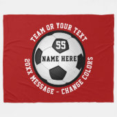 サッパーソナライズされたカーフリースブランケット赤と白、 フリースブランケット (正面(横))