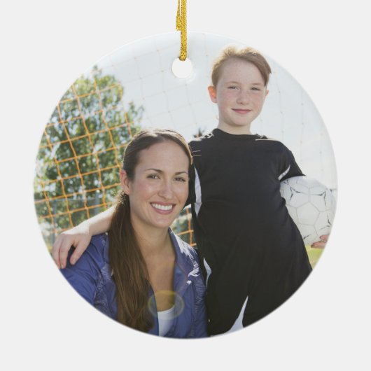 サッ最高のカーの母親の白黒写真のクリスマス セラミックオーナメント (裏面)