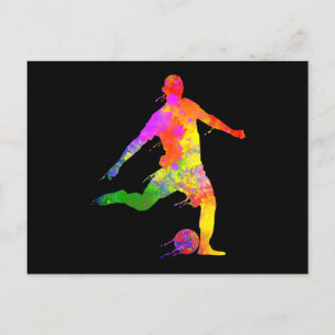 サッ絵を描カー好きのグラフィックサッカー選手、スプラッシュ ポストカード