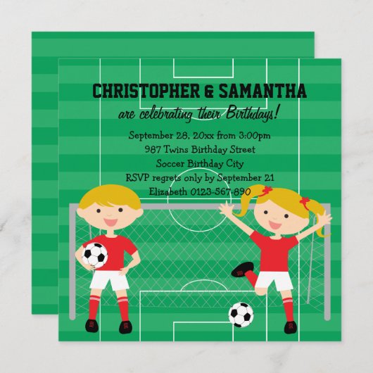 サッ赤と白カーv2双生児誕生パーティー 招待状 (正面/裏面)