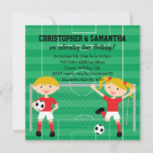 サッ赤と白カーv2双生児誕生パーティー 招待状 (正面)