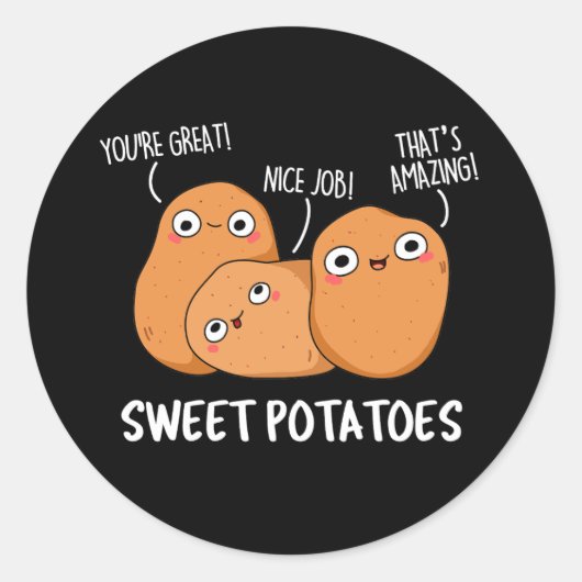 サツマイモおもしろいフードプンダークBG ラウンドシール (正面)