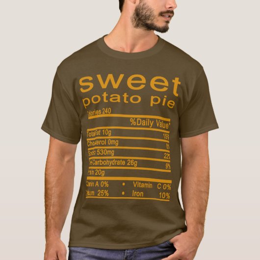 サツマイモのパイ栄養の事実感謝祭クリスマス Tシャツ (正面)