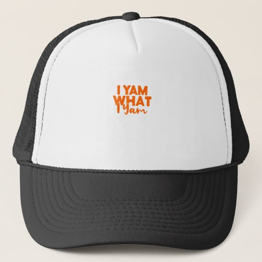 サツマイモの可愛い夫婦のサンクスギビング "I Yam What I Yam" キャップ (正面)