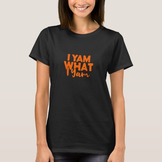 サツマイモの感謝祭カップル I Yam What I Yam Tシャツ (正面)