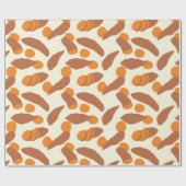 サツマイモまたはヤムブラウン、オレンジ、クリーム ラッピングペーパー (フラット)