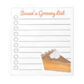 サツマイモパイのスライスパーソナライズされた食料品一覧 ノートパッド (正面)