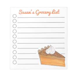 サツマイモパイのスライスパーソナライズされた食料品一覧 ノートパッド