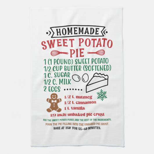 サツマイモパイのレシピ クリスマス キッチンタオル (縦)