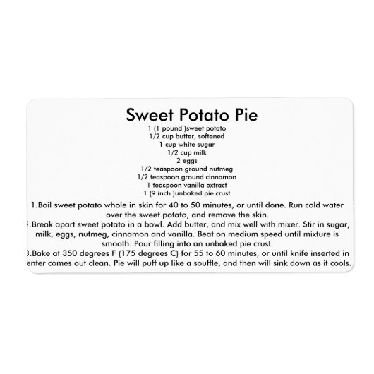 サツマイモパイレシピ ラベル (正面)