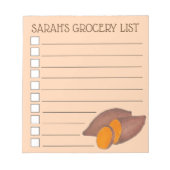サツマイモパーソナライズされたヤムの食料品一覧 ノートパッド (正面)