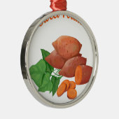 サツマイモ日-感謝日--を調理して下さい メタルオーナメント (右)