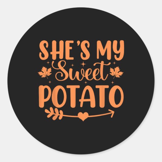 サツマイモ秋の感謝祭のカップル ラウンドシール (正面)