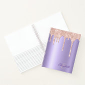 サティニラベンダー赤面ピンクグリッタードリップスモノグラム ノートブック (内部)
