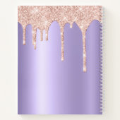 サティニラベンダー赤面ピンクグリッタードリップスモノグラム ノートブック (裏面)